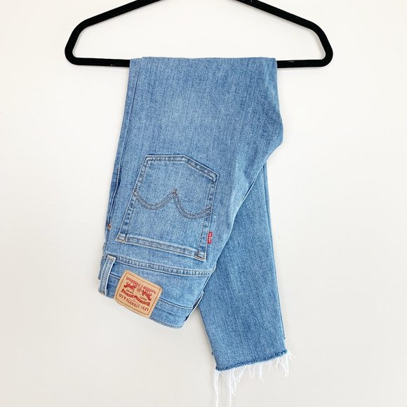 Levi's Denim - Levi's Wedgie Skinny High Rise Medium Wash Raw Hem Button Fly Jeans Size 29